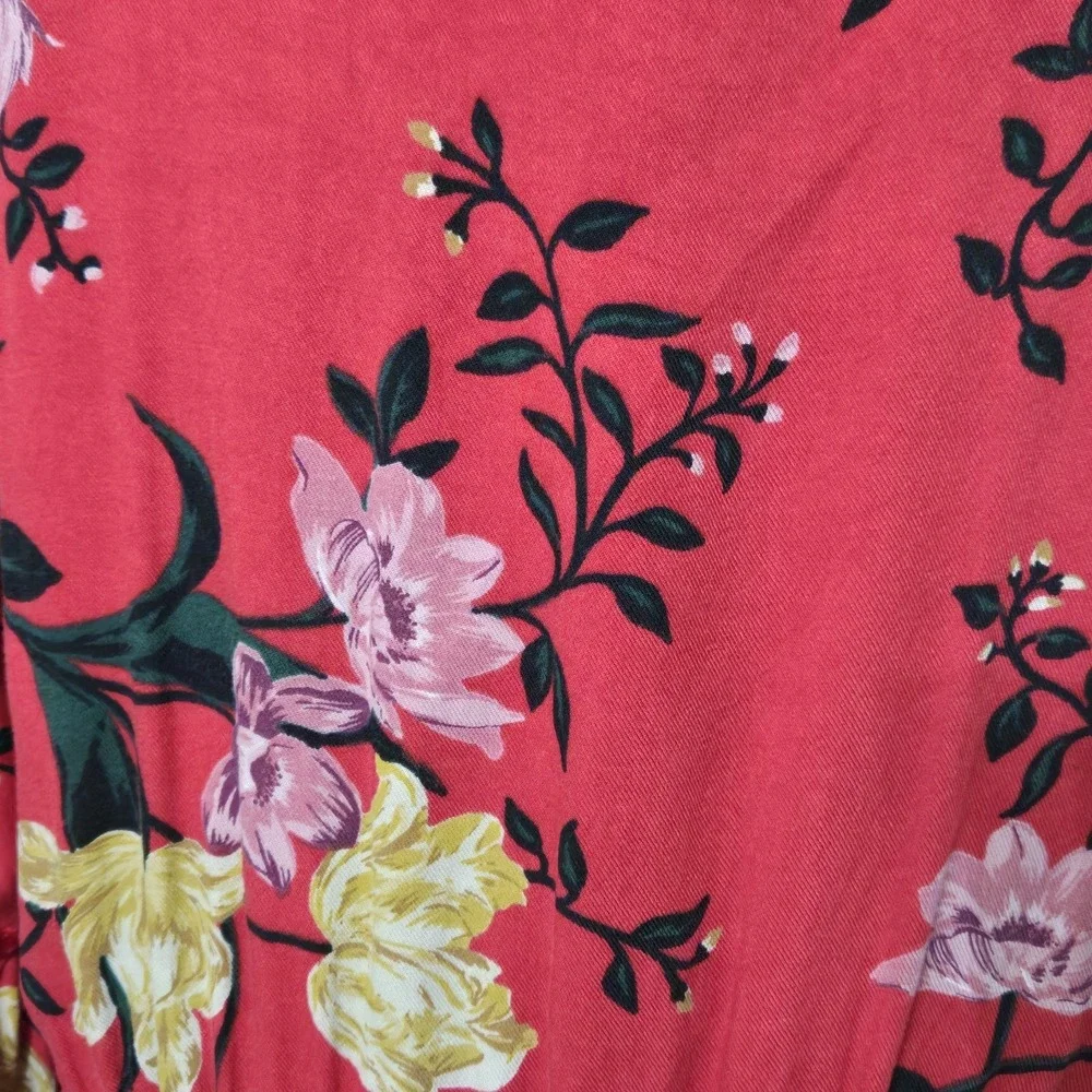Old Navy 3/4 Bell Sleeve Pleated Red Floral Dress Youth XXL (16) Ad Small Travel